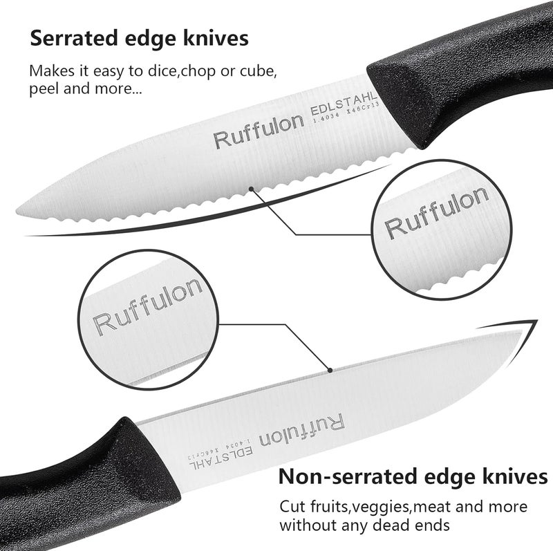 Ruffulon Vegetable and fruit knife set of six, high carbon stainless steel paring knife with ergonomic PP plastic handle, sharp, super sharp kitchen knife set. - Image 4